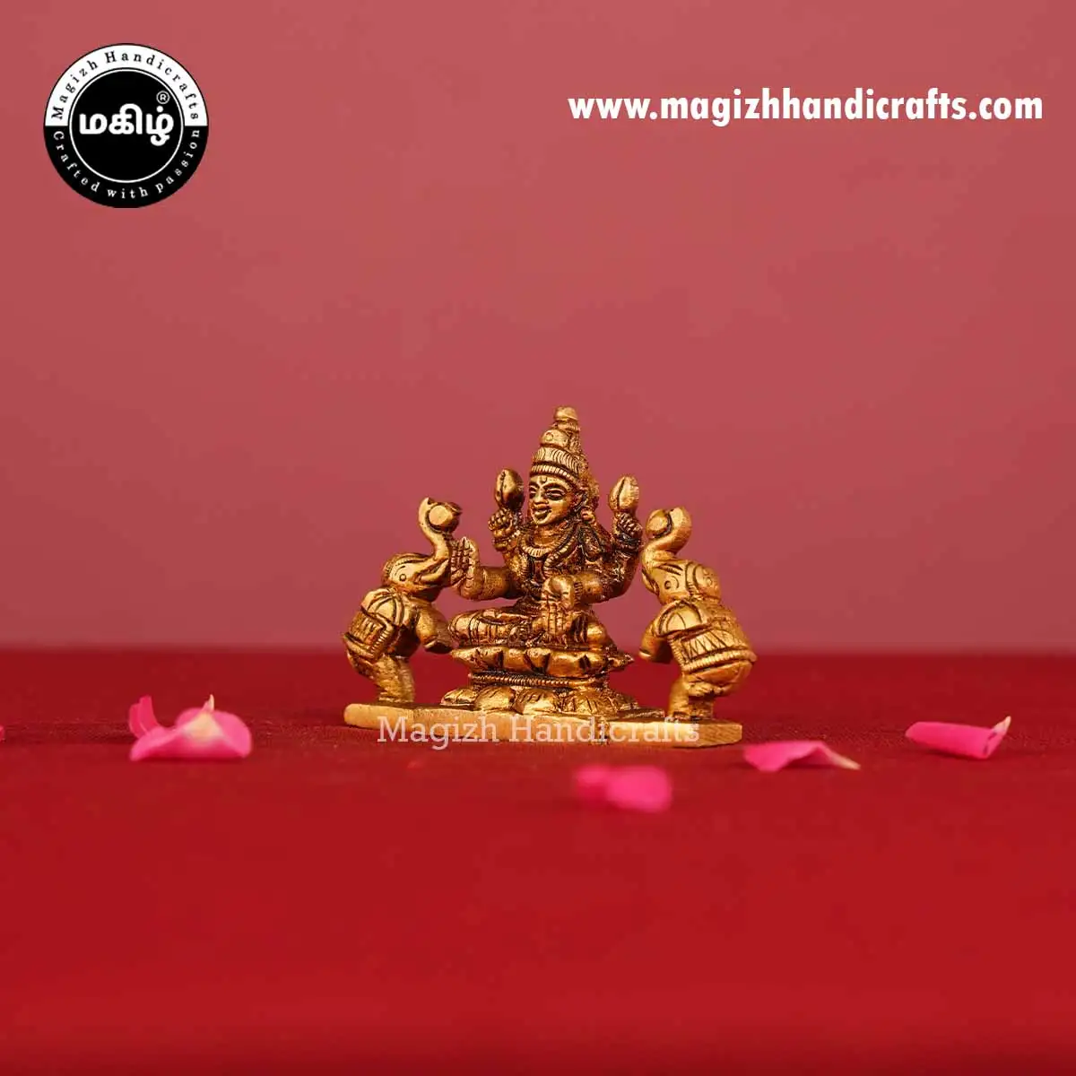 Brass Gaja Lakshmi idol - 2 inches - image 4