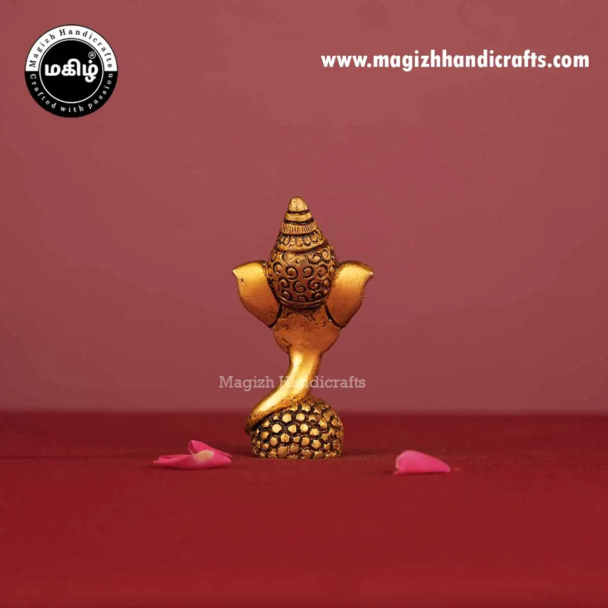 Brass Modern Laddoo Ganesha Idol - 3 Inch - image 5