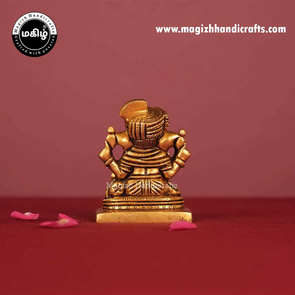 Brass Thalapakattu Ganesha Square Base Idol - 3 Inch - image 5