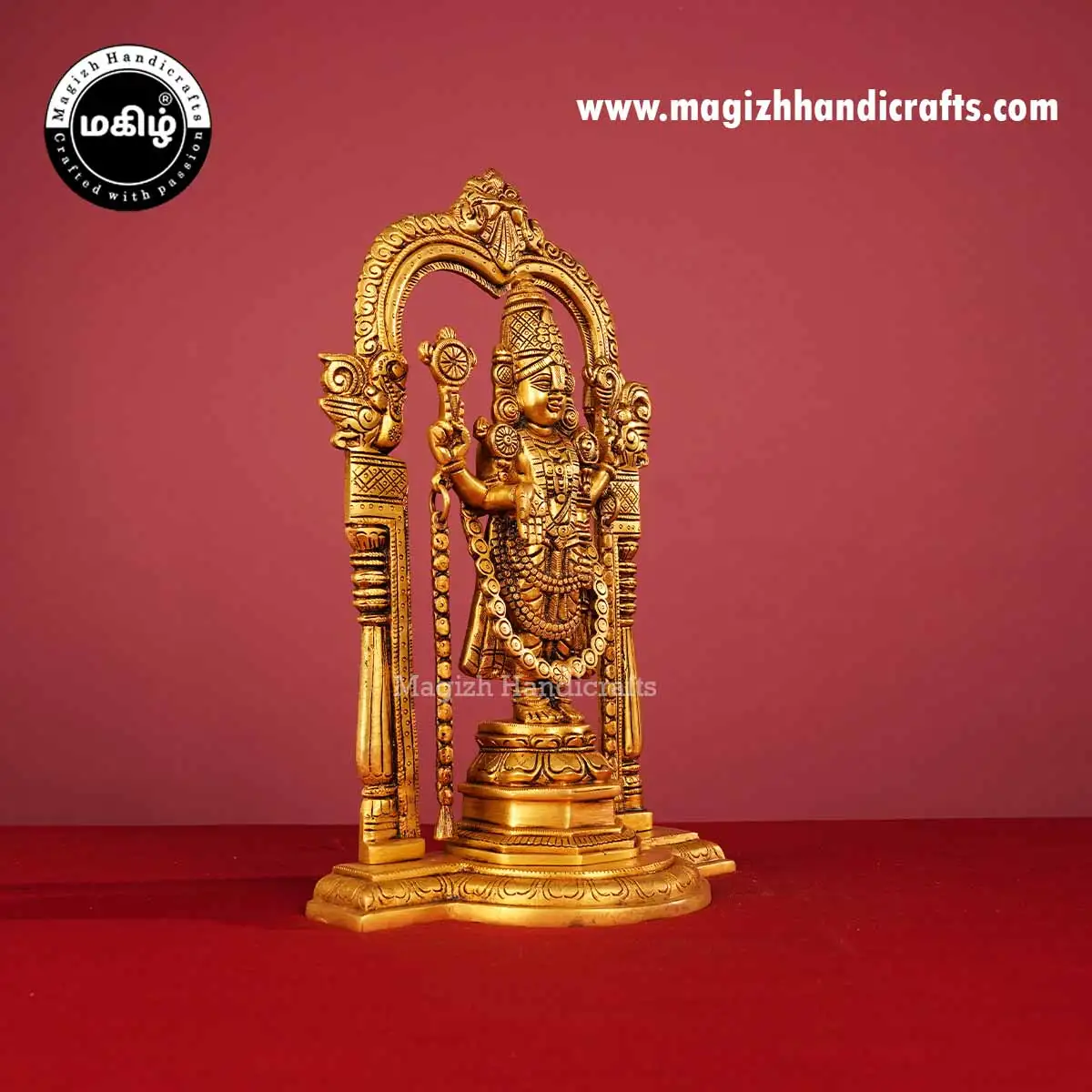Brass Standing Lord Balaji Perumal Idol with Thiruvachi – 12 Inch - image 4