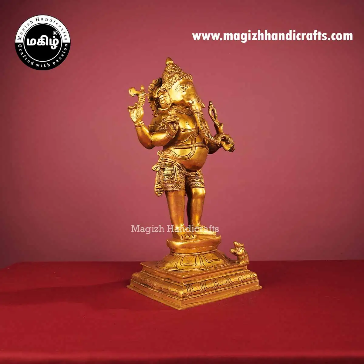 Brass Standing Ganesh Idol Square Peetam - 19 Inch - image 3