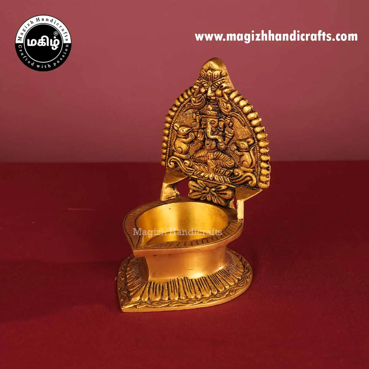 Brass Ganesha Kamakshmi amman Lamp - 7 inches - image 4