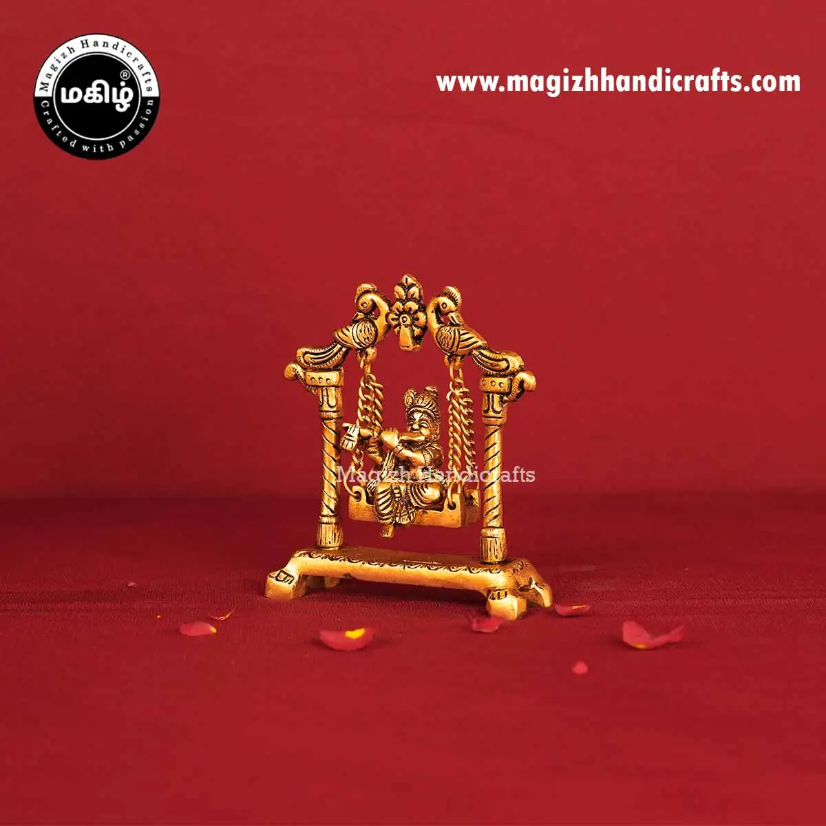 Brass Swing Krishna idol - 4.5inch - image 4