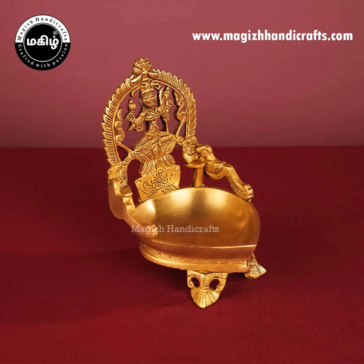 Brass Heart Shape Kamakshmi Amman Lamp 7 inches - image 3