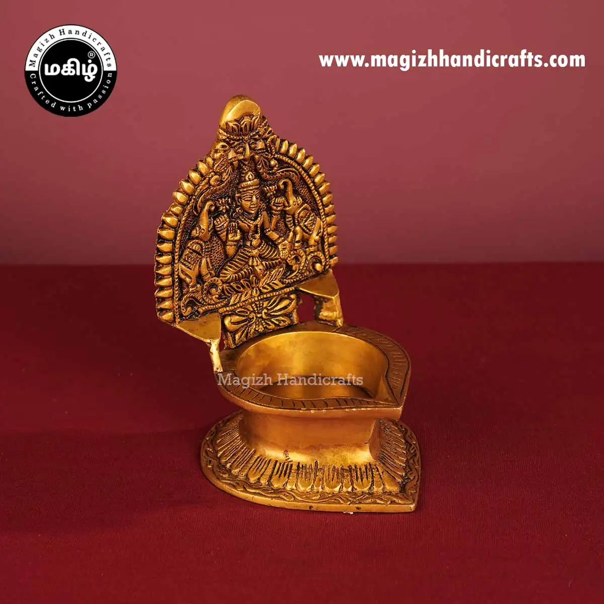 7 inches Brass Gaja Lakshmi Kamakshmi Lamp - image 3