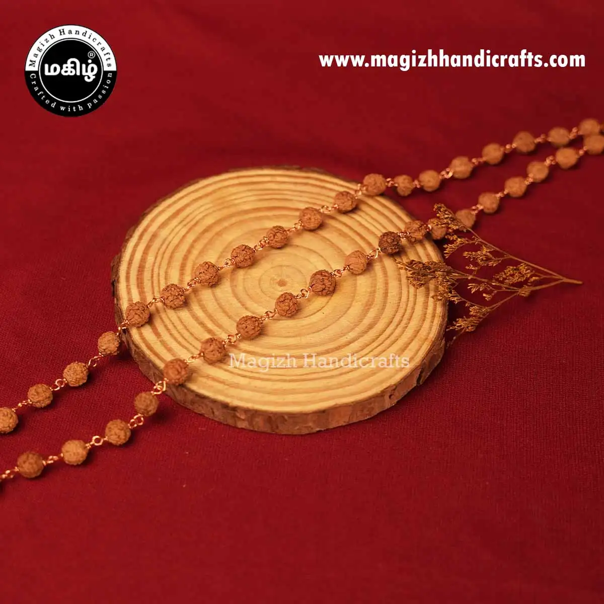 8mm 5 Mukhi Rudraksha 54 Bead Mala with Copper Wire - image 2