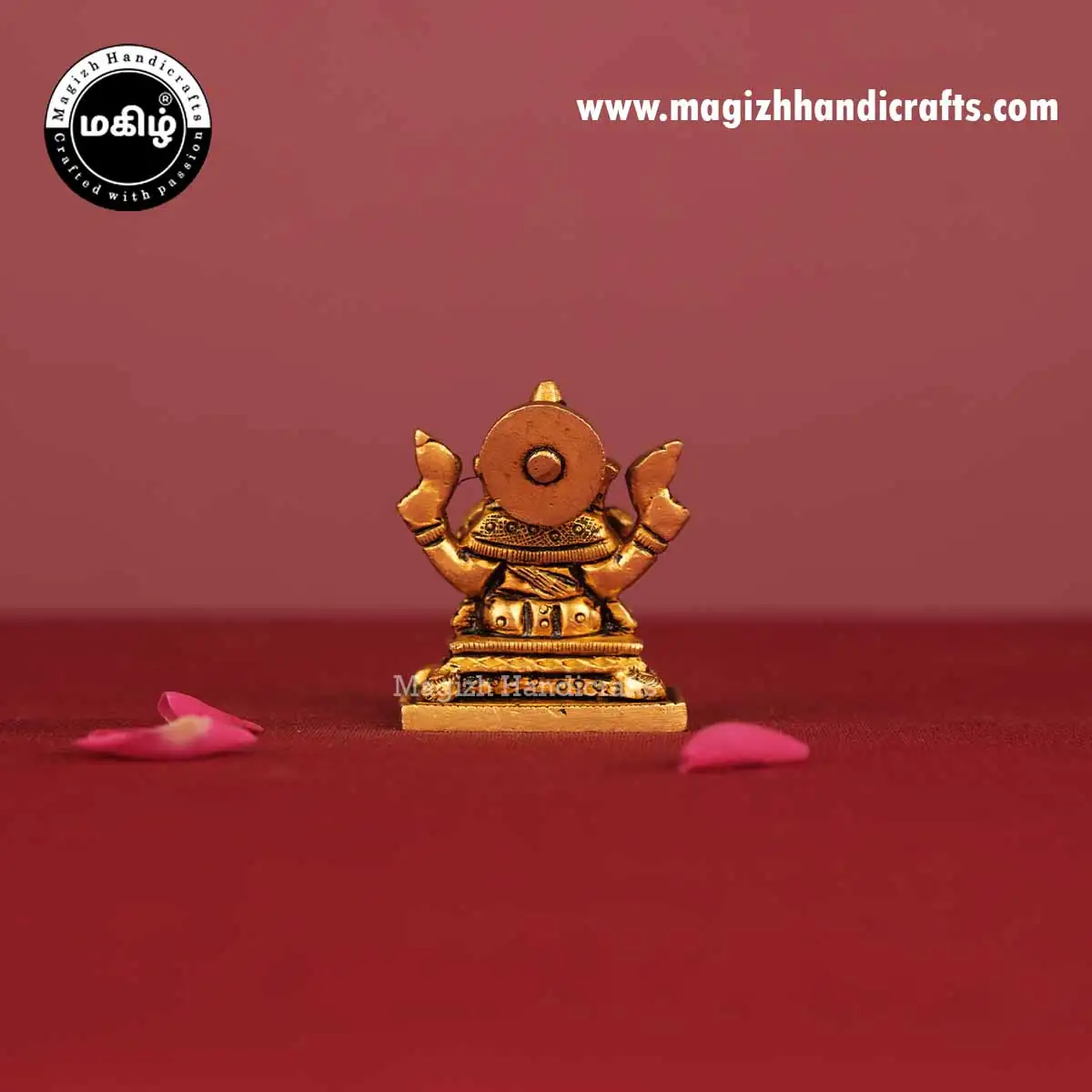 Brass Ganesha Square base idol - 2 inch - image 5