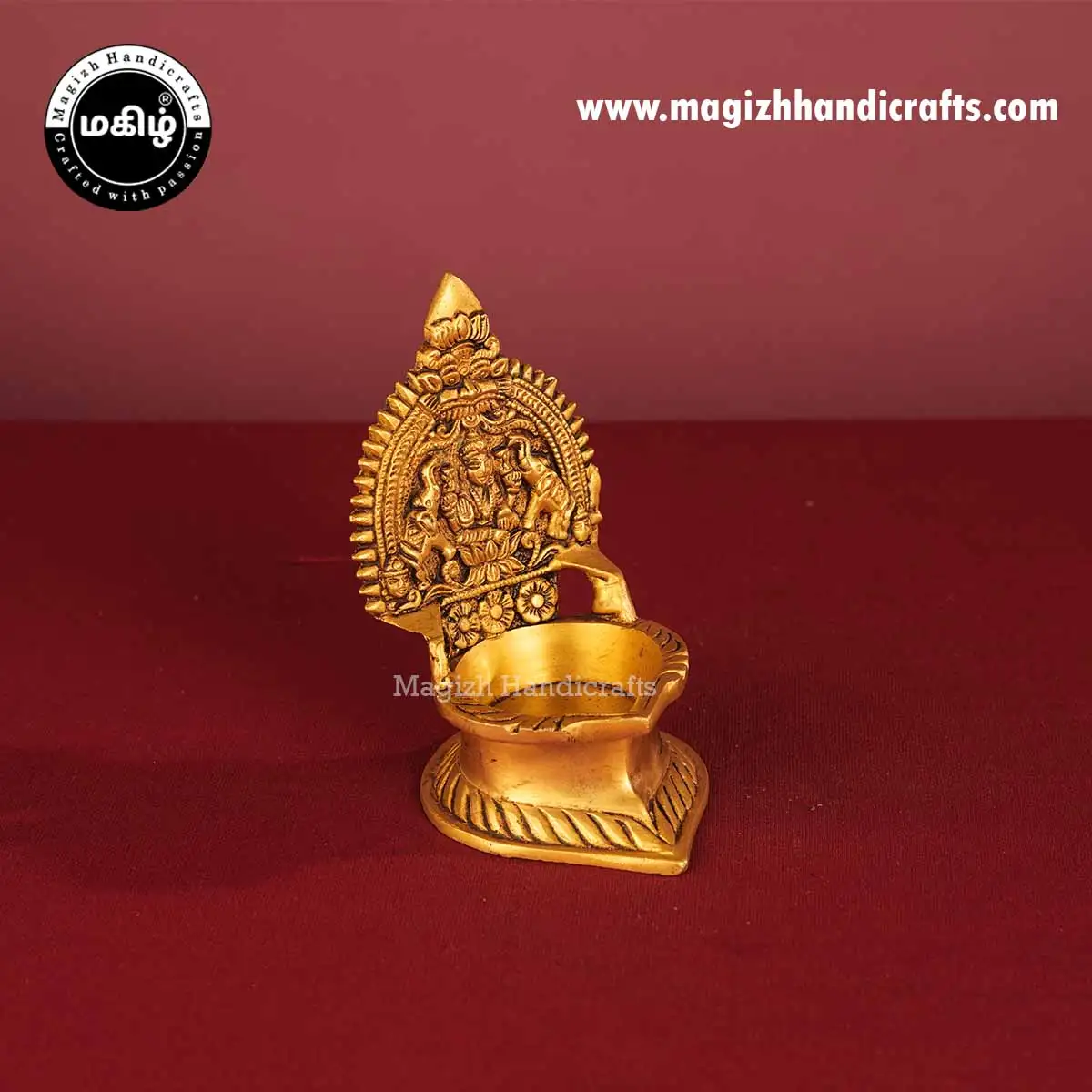 5.5 inches Brass Gaja Lakshmi Kamakshmi Lamp - image 3