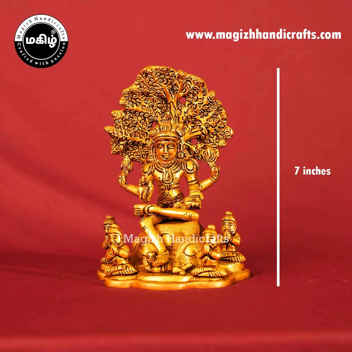 Brass Dakshinamurti idol - 7 inches - image 2