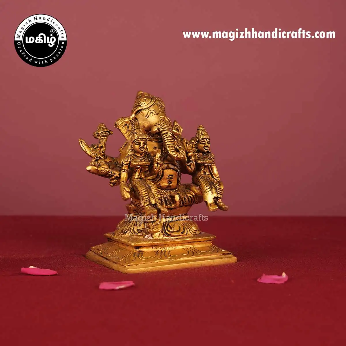 Brass Riddhi Siddhi Vinayagar Idol - 4.5 Inch - image 4