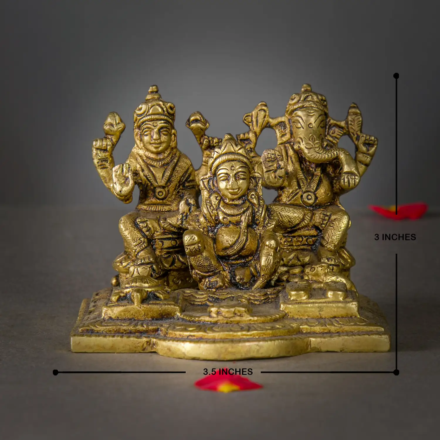 Brass Ganesha Kuber and Lakshmi idol - 2 inches - image 2