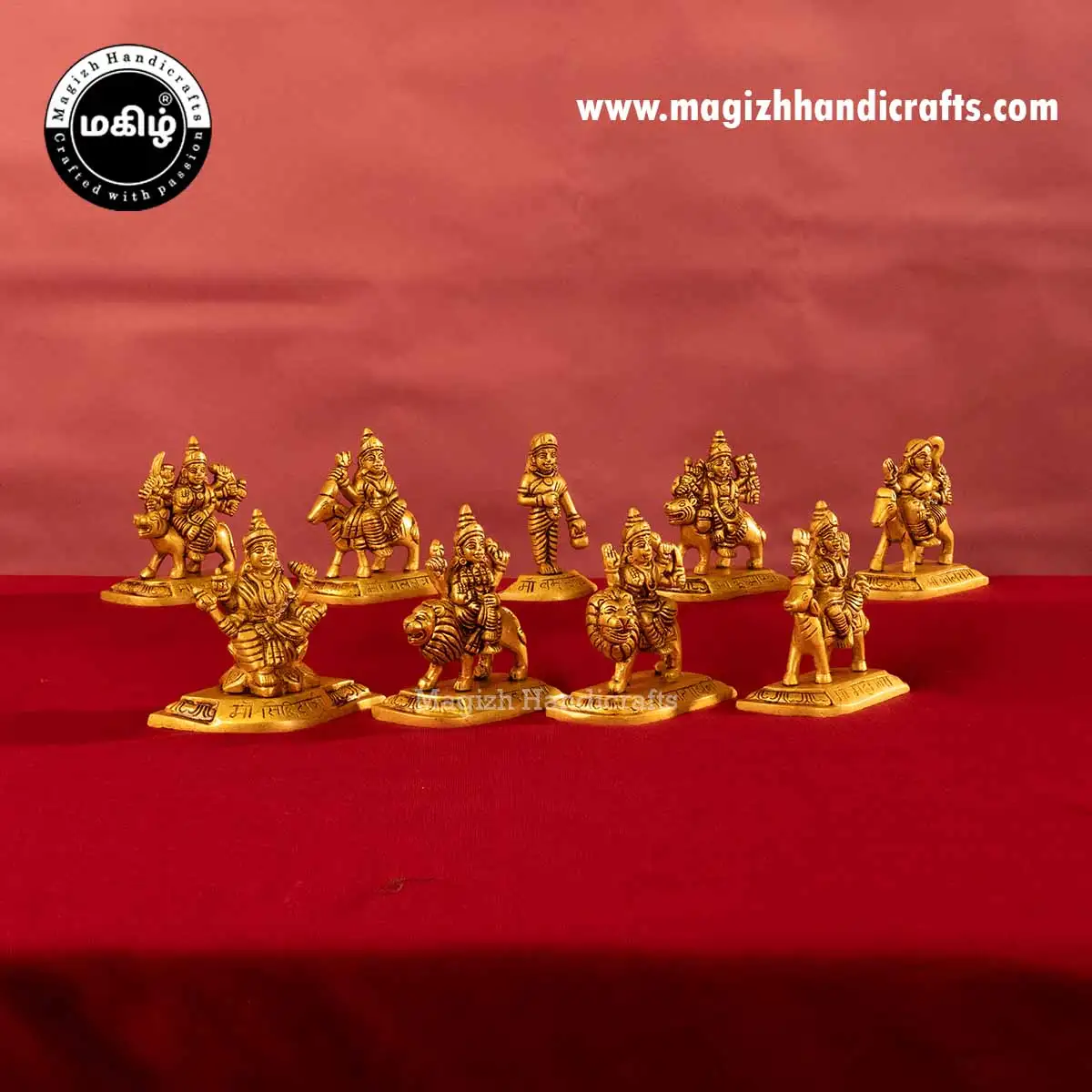 Brass Nava Durgai amman idol - 4 inch - image 2