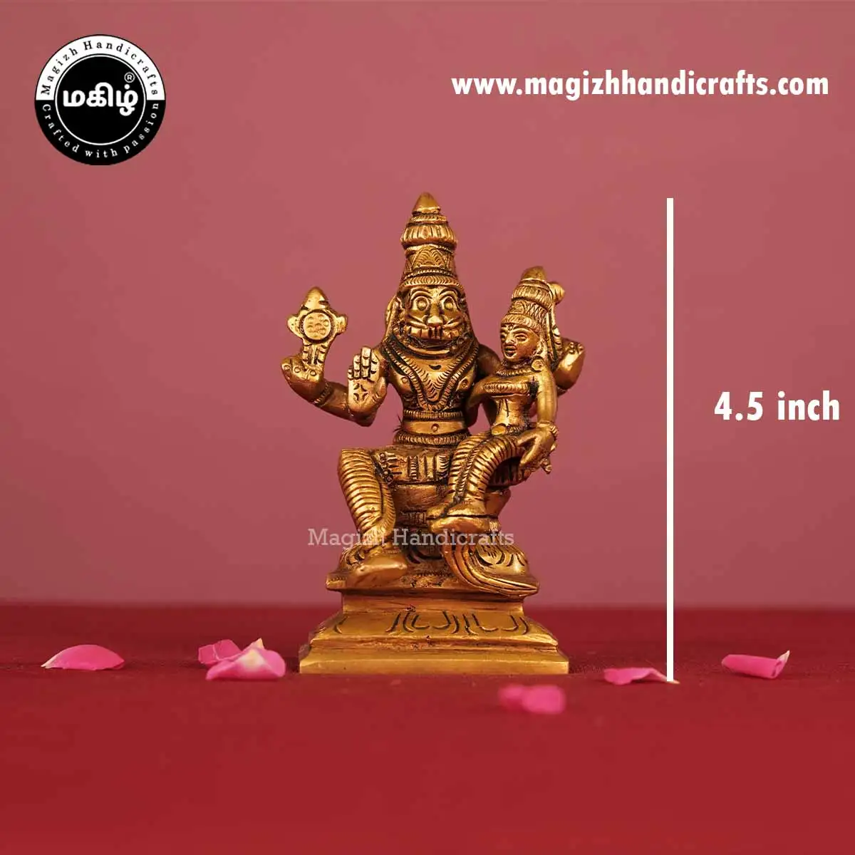 4.5 inches Brass Lakshmi Narasimhar idol - image 2