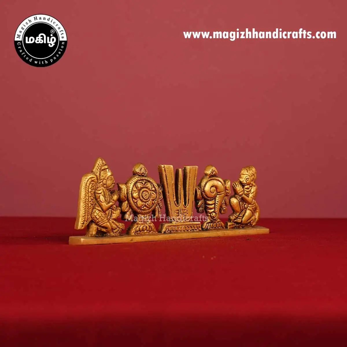 Brass Sangu Chakram Namam with Garuda and Hanuman on Both Sides – 2 Inch - image 4