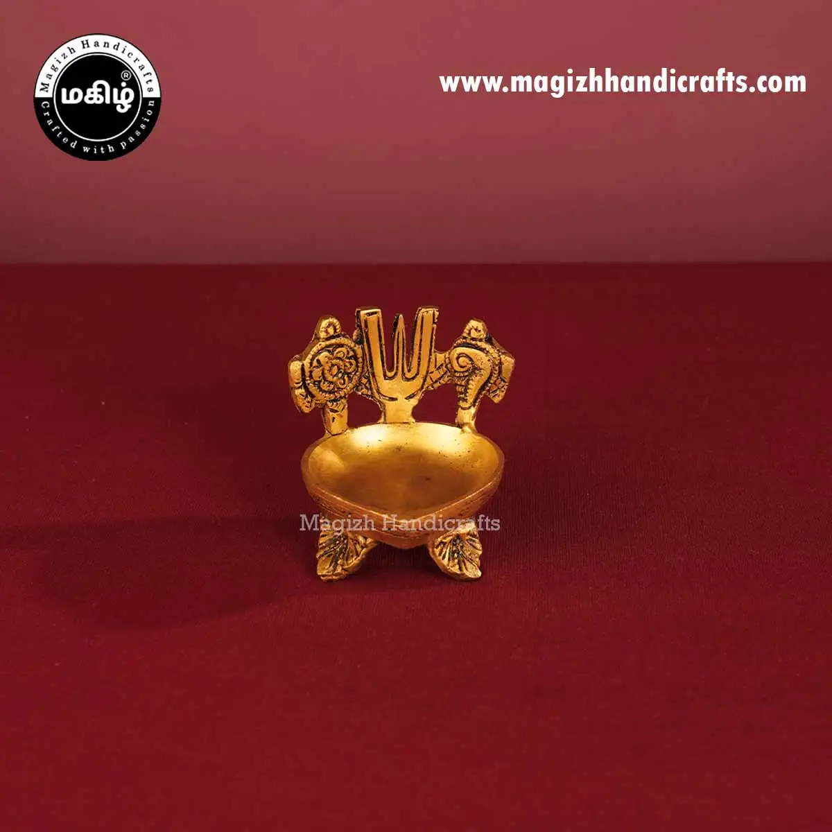 3 Inch Brass Sangu Chakram Namam Lamp - image 1