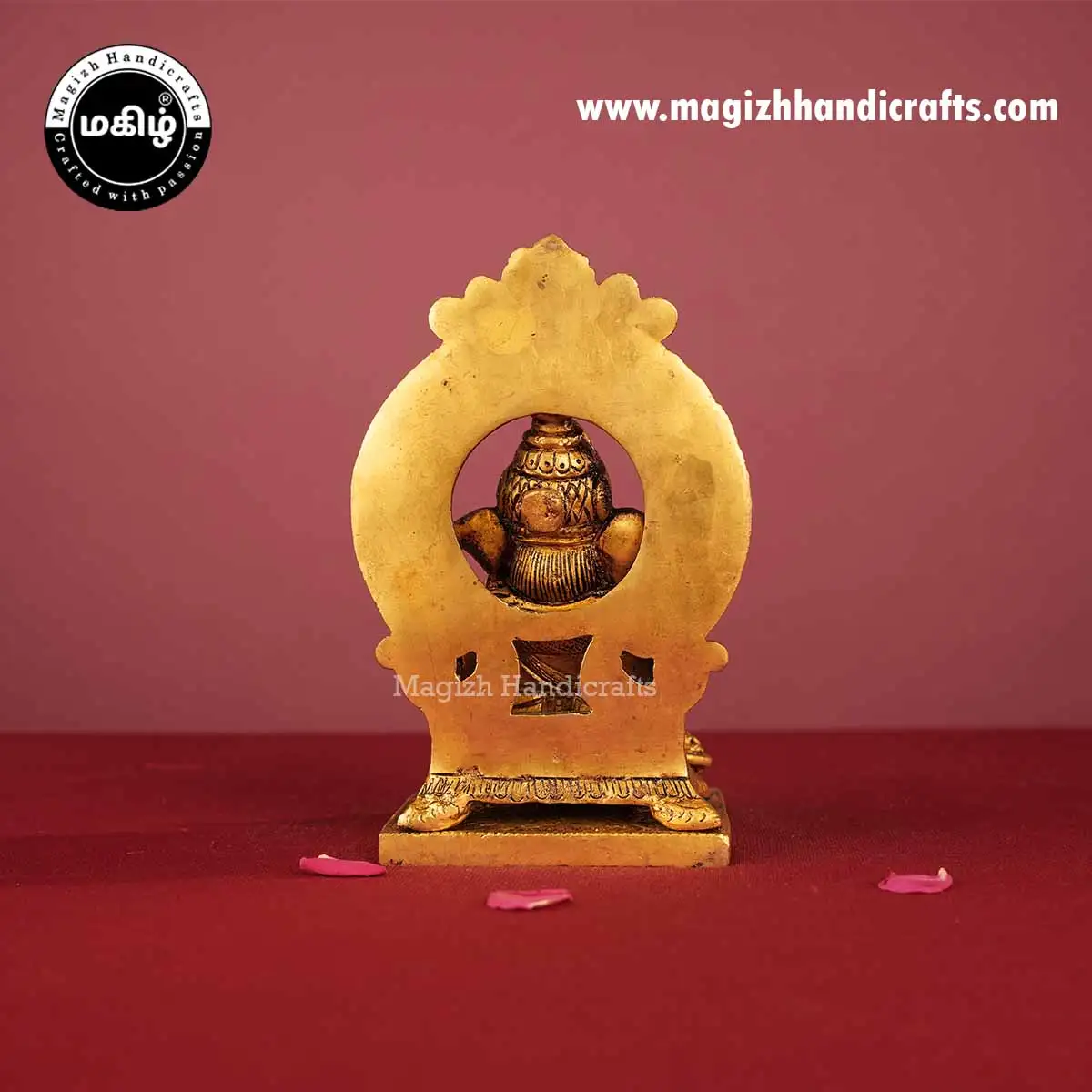 Brass Ganesh Idol Square Peetam with Prabavali - 6 Inch - image 5