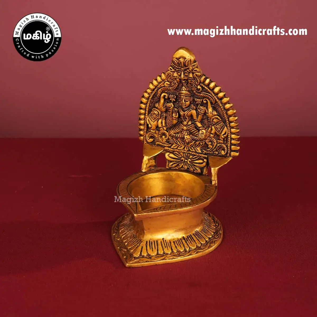 7 inches Brass Gaja Lakshmi Kamakshmi Lamp - image 4