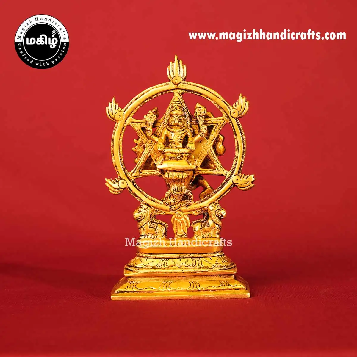 Brass Chakrathalwar - Narasimhar Idol - 7 inches - image 4