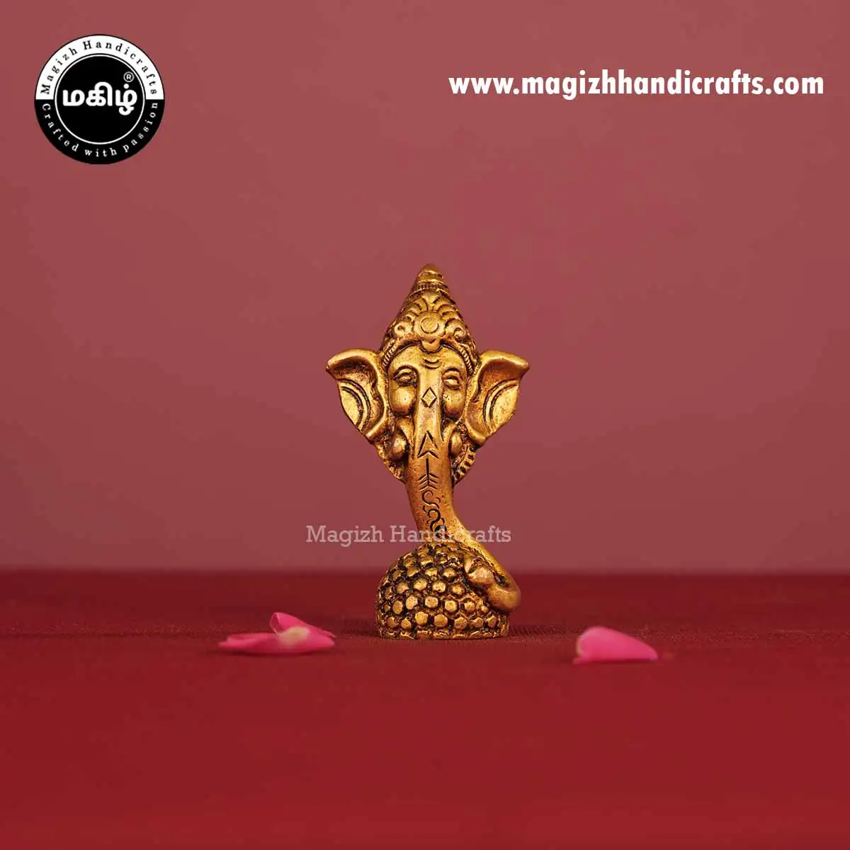 Brass Modern Laddoo Ganesha Idol - 3 Inch - image 1