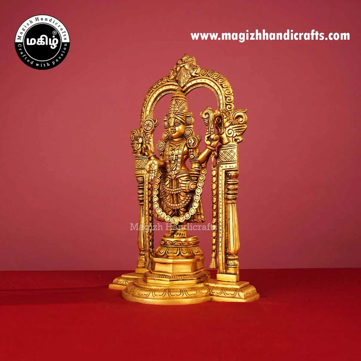 Brass Standing Lord Balaji Perumal Idol with Thiruvachi – 12 Inch - image 3