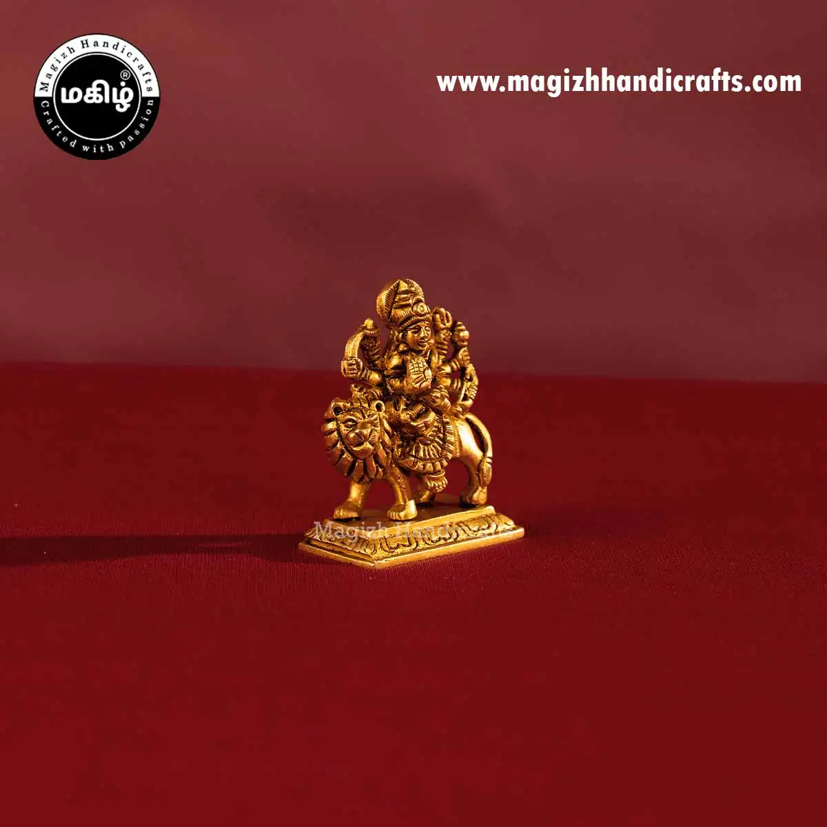 Brass goddess Lion Durga devi idol - 3 inches - image 4