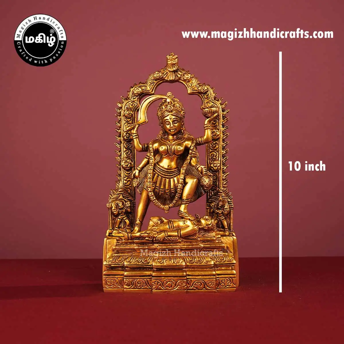 Brass goddess Kali idol - 10 inches - image 2