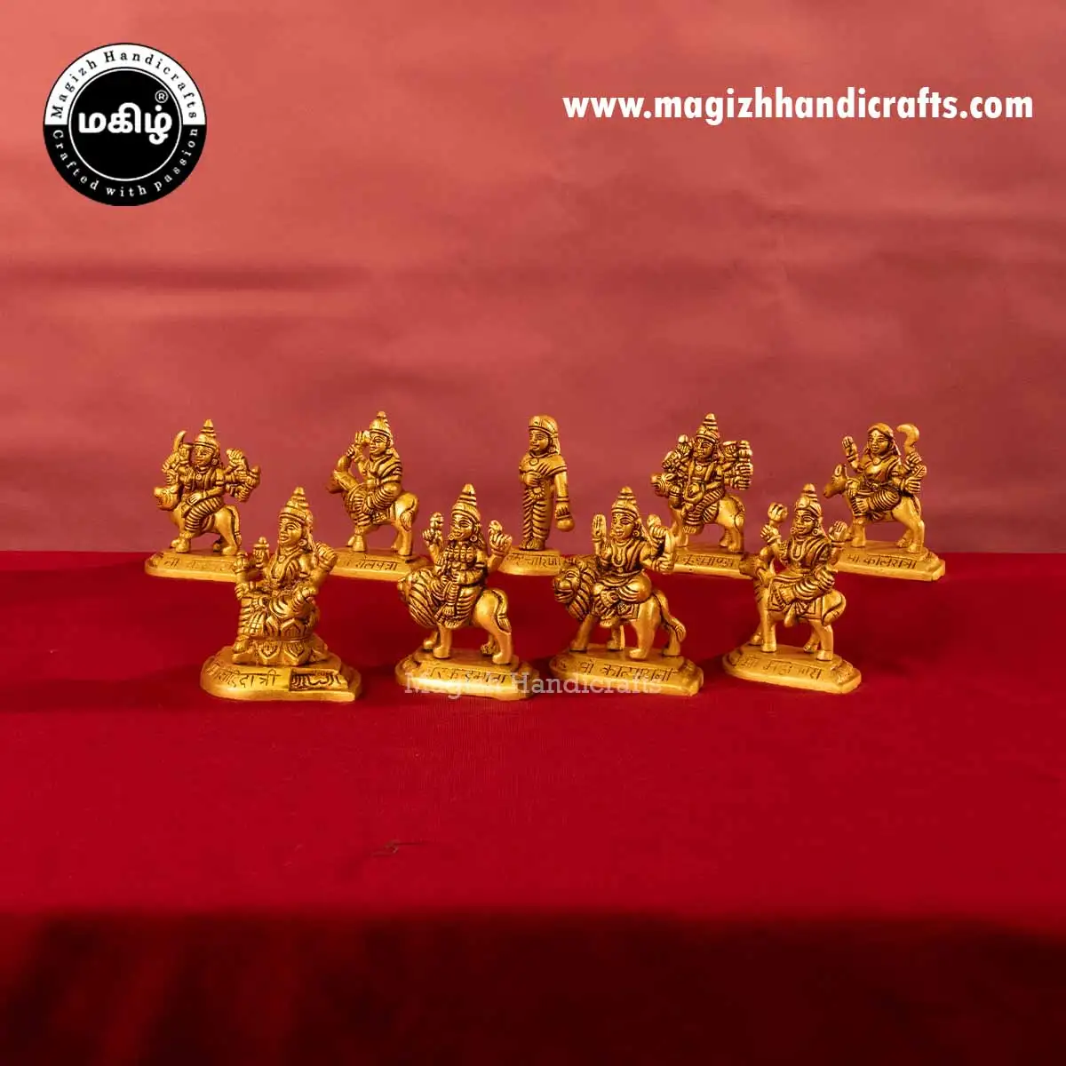 Brass Nava Durgai amman idol - 4 inch - image 4
