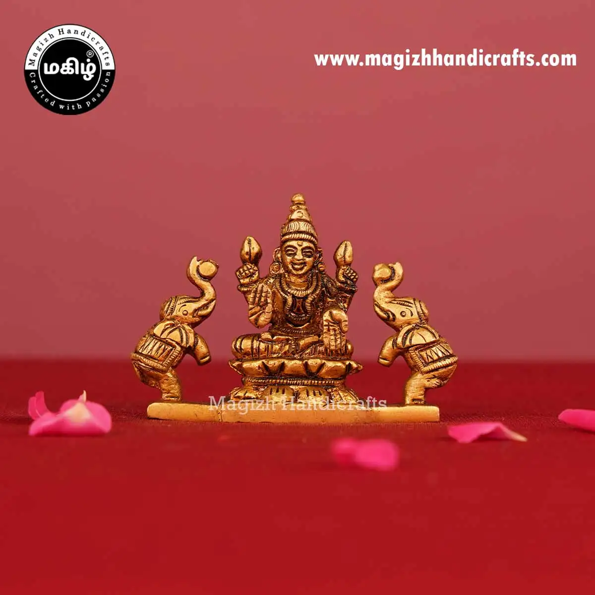Brass Gaja Lakshmi idol - 2 inches - image 1