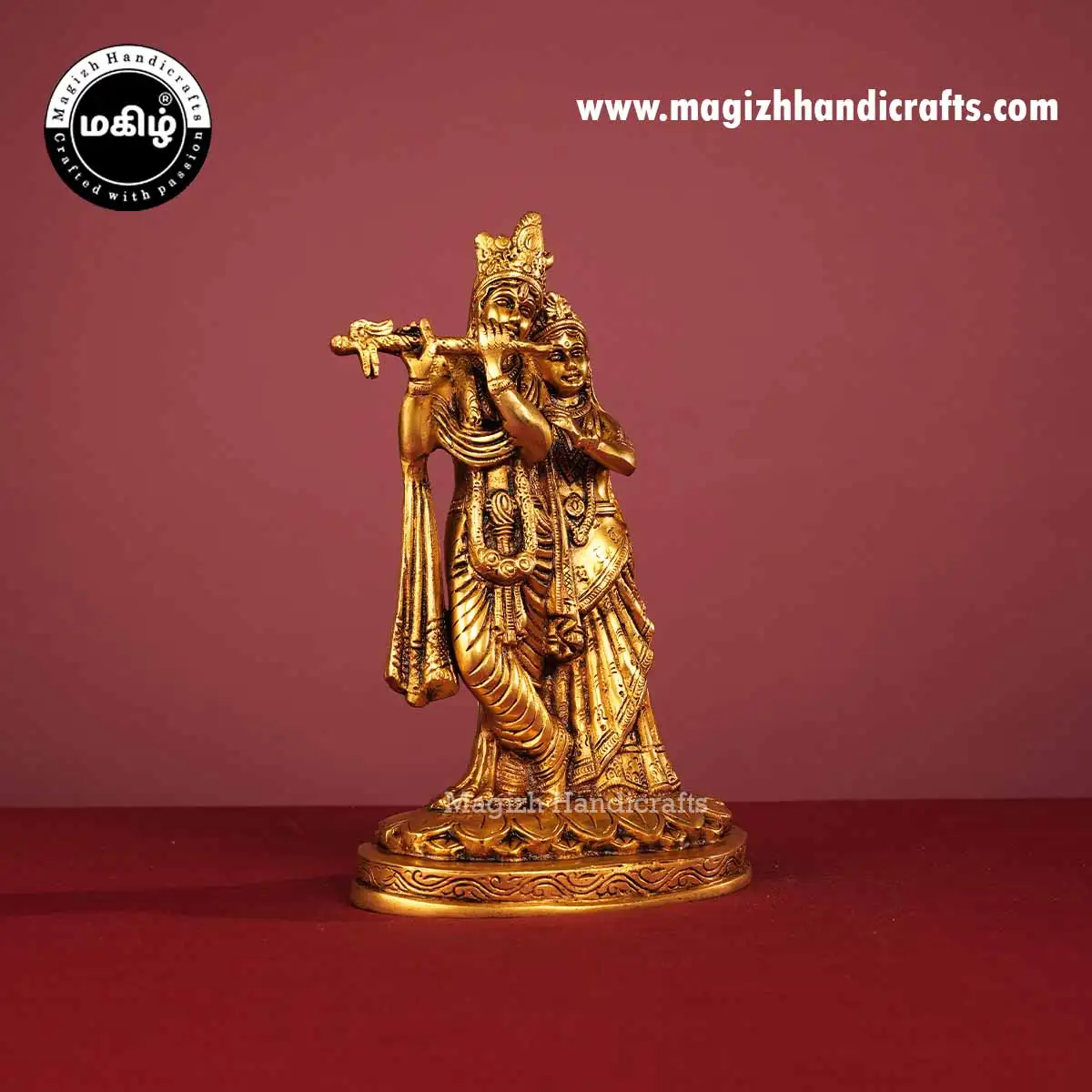 Brass Radha Krishna idol - 10.5 inches - image 3