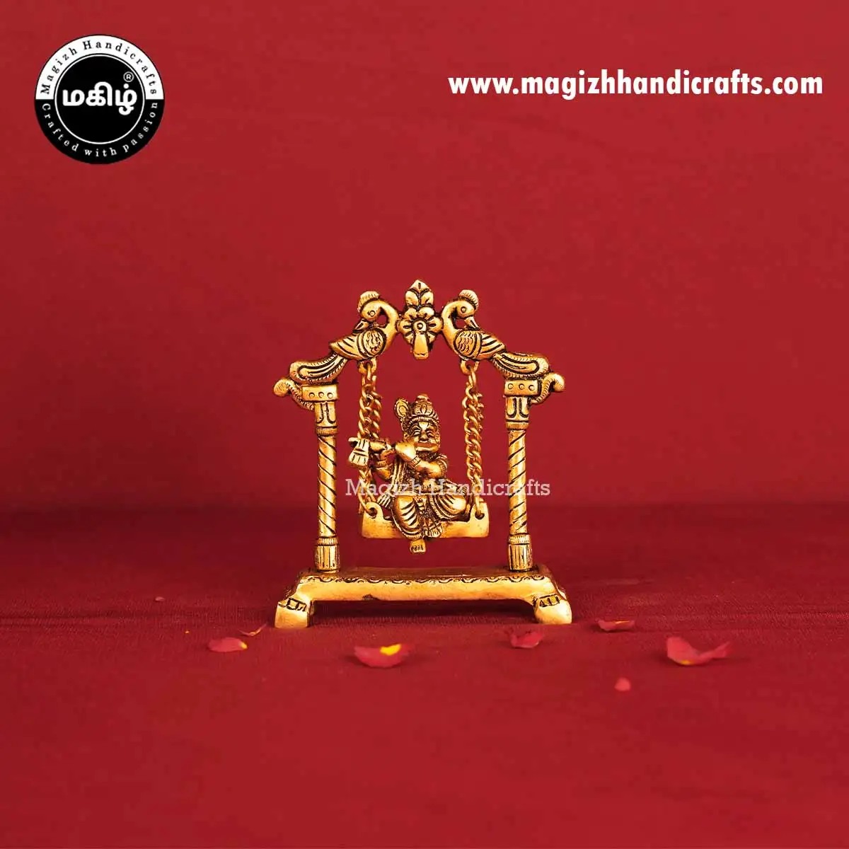 Brass Swing Krishna idol - 4.5inch - image 1