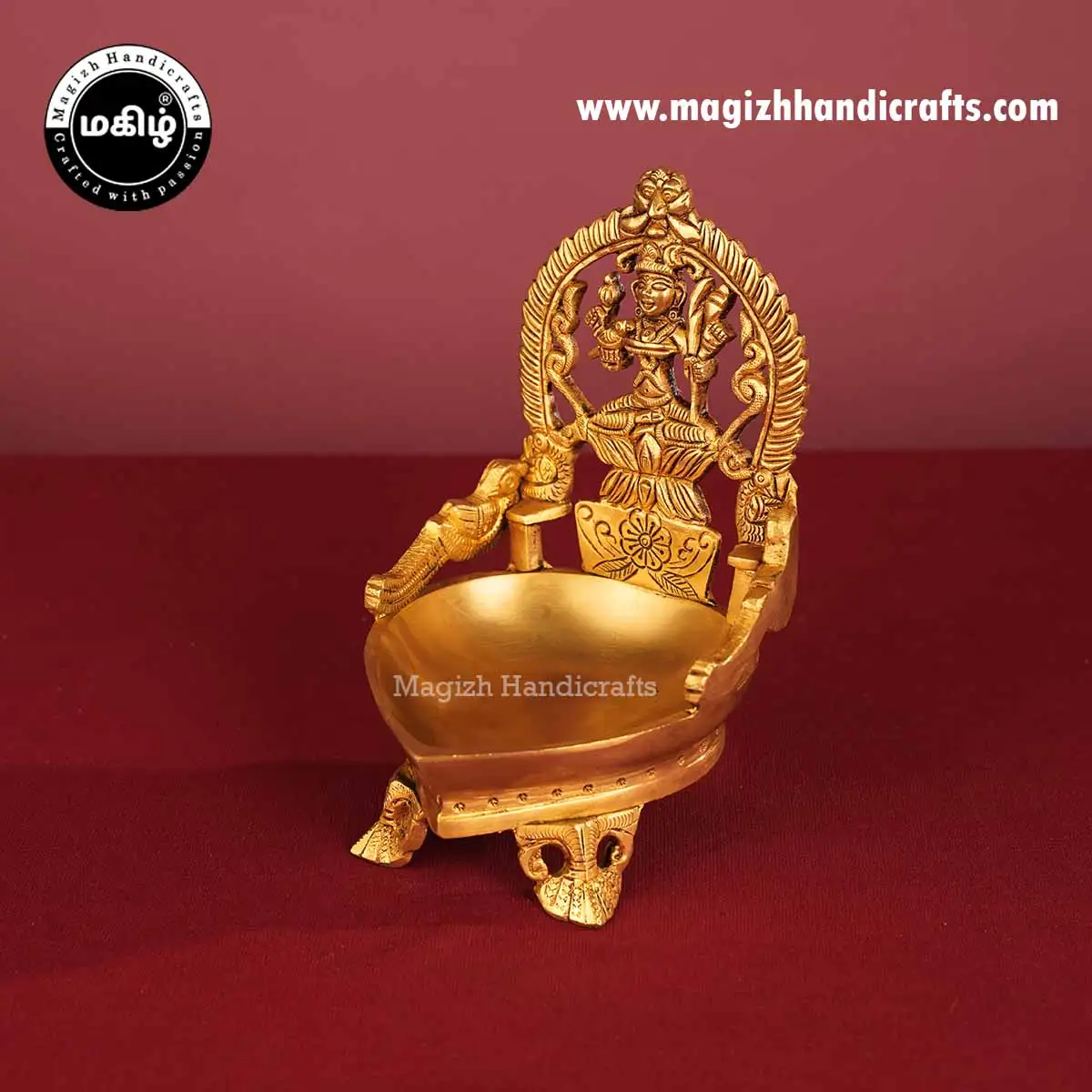Brass Heart Shape Kamakshmi Amman Lamp 7 inches - image 4