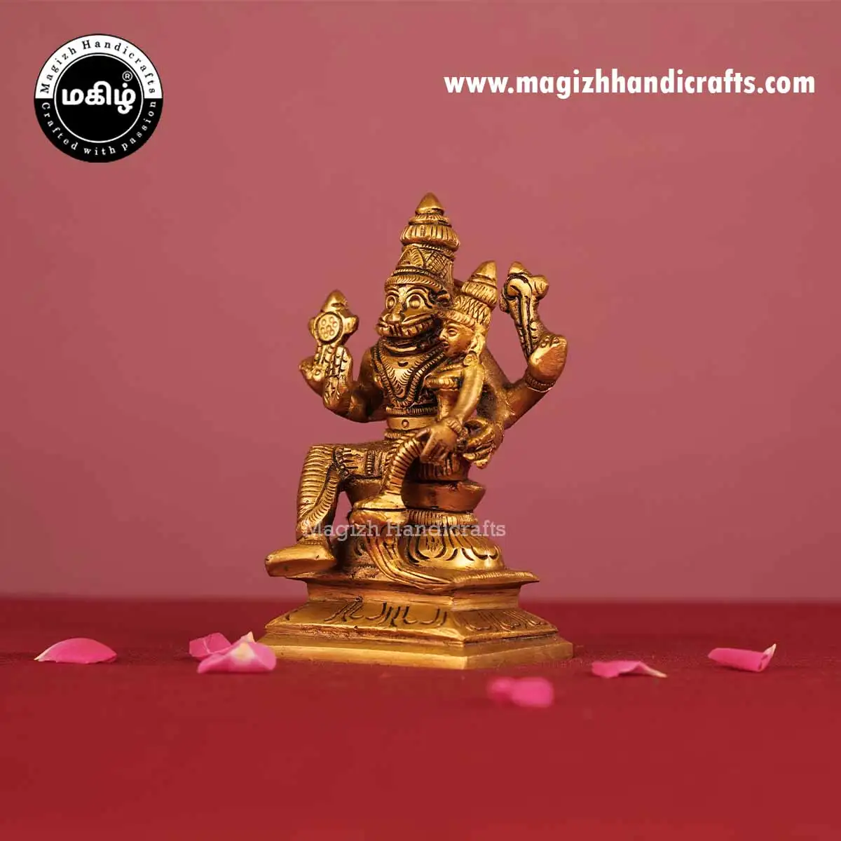 4.5 inches Brass Lakshmi Narasimhar idol - image 3