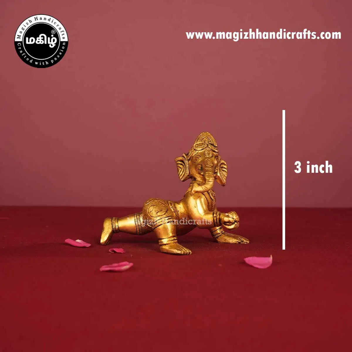Brass Laddoo Bala Ganapathy Idol - 3 inch - image 2