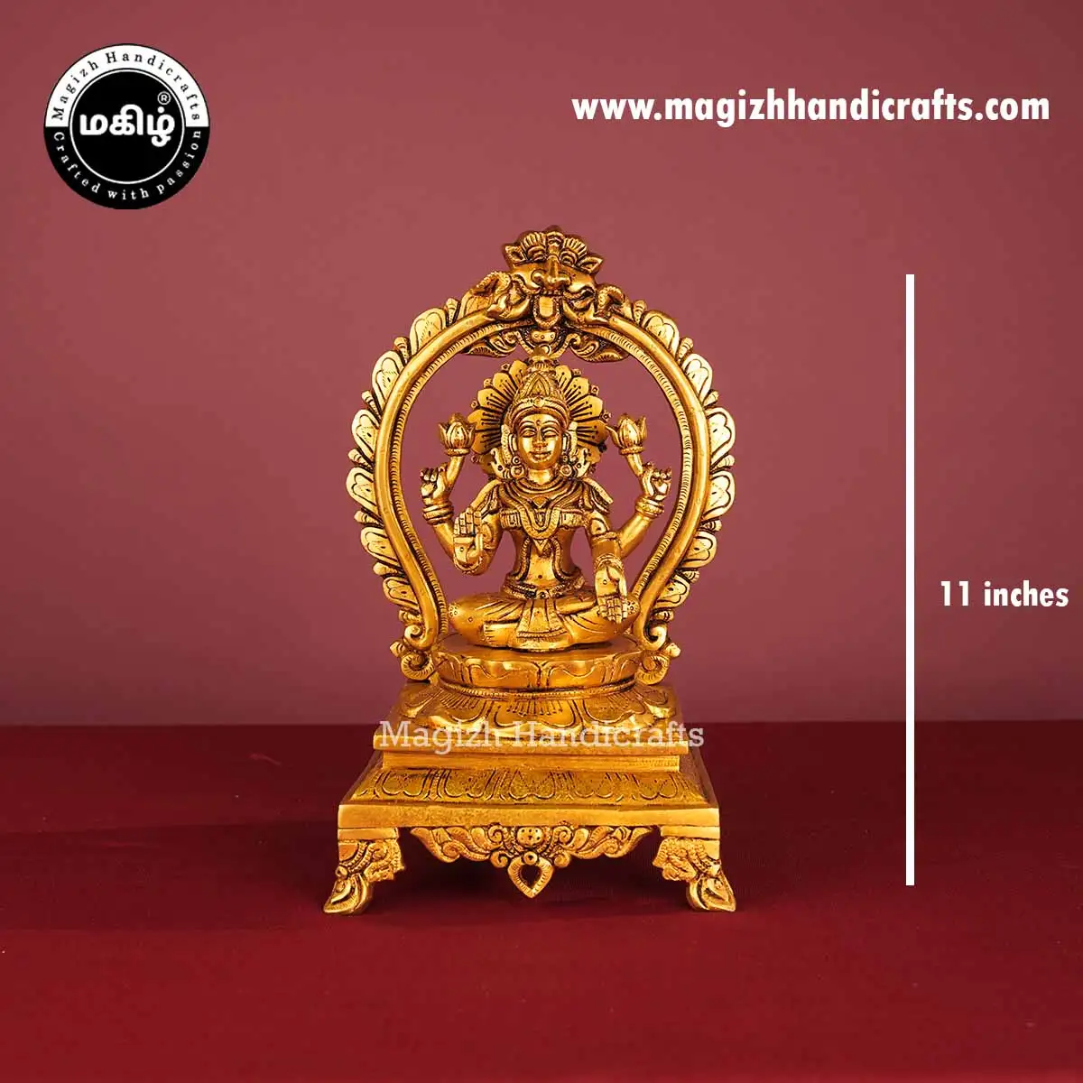Brass Lakshmi idol with prabavalli - 11 inches - image 2