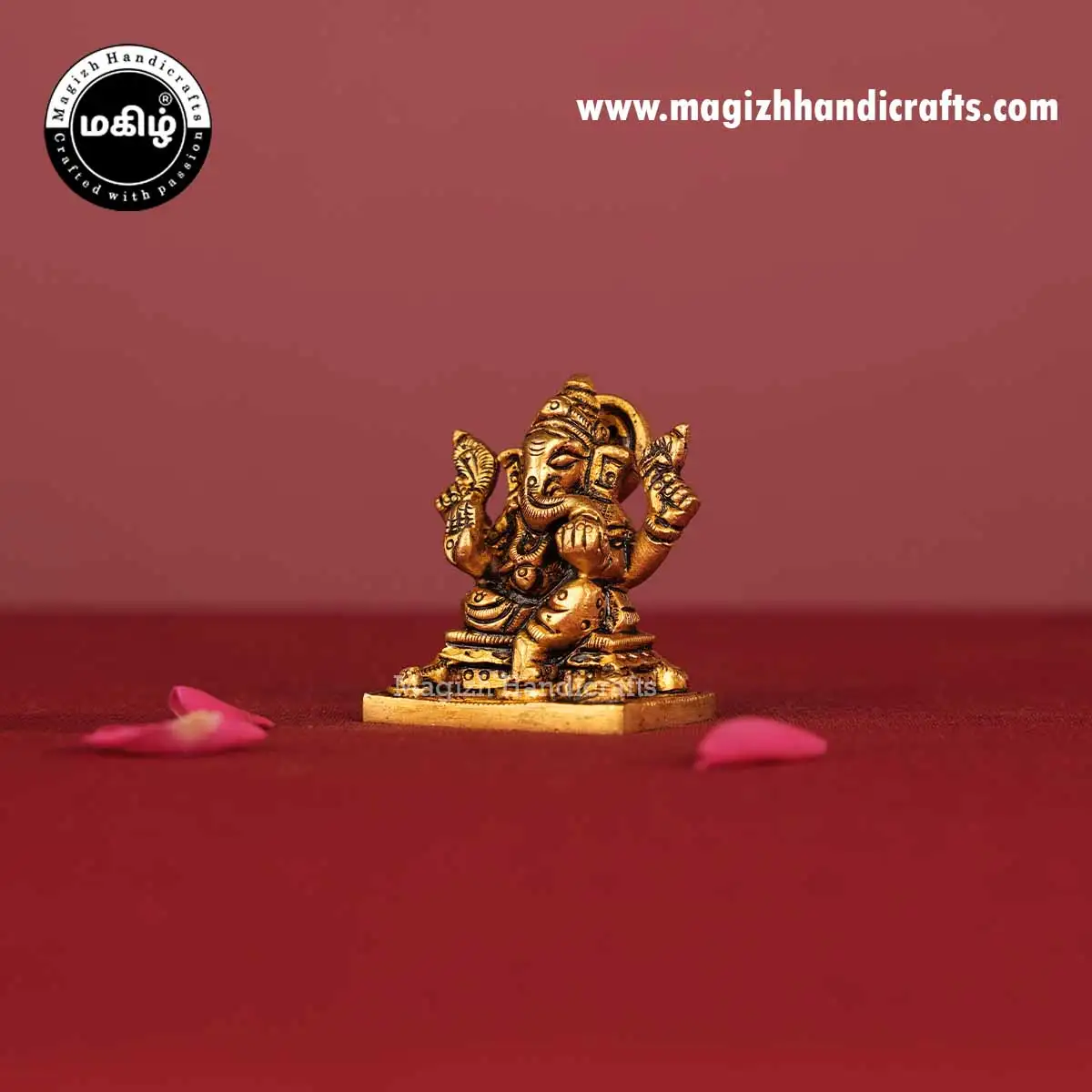 Brass Ganesha Square base idol - 2 inch - image 3