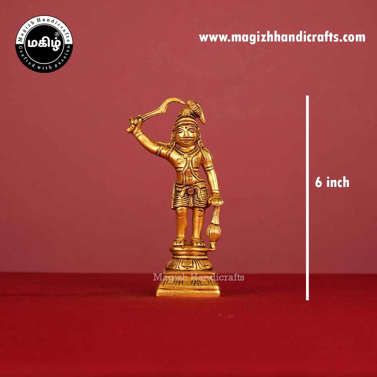 Brass god Karuppasamy idol - 6inch - image 2