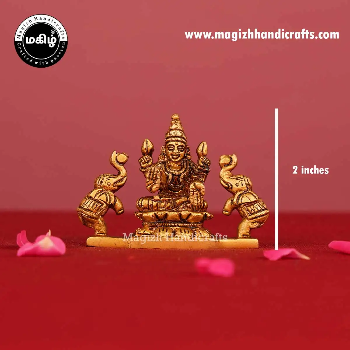 Brass Gaja Lakshmi idol - 2 inches - image 2