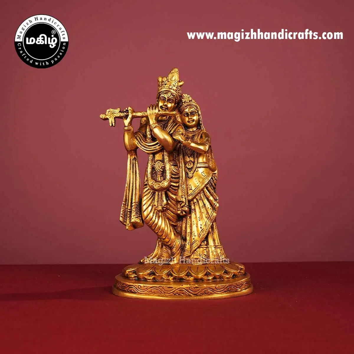 Brass Radha Krishna idol - 10.5 inches - image 1