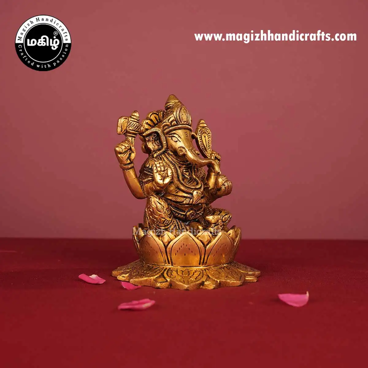 Brass Lotus Ganesh Idol - 5 Inch - image 4