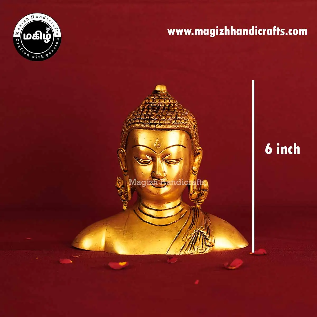 Brass Buddha Half Idol - 6 Inches - image 2