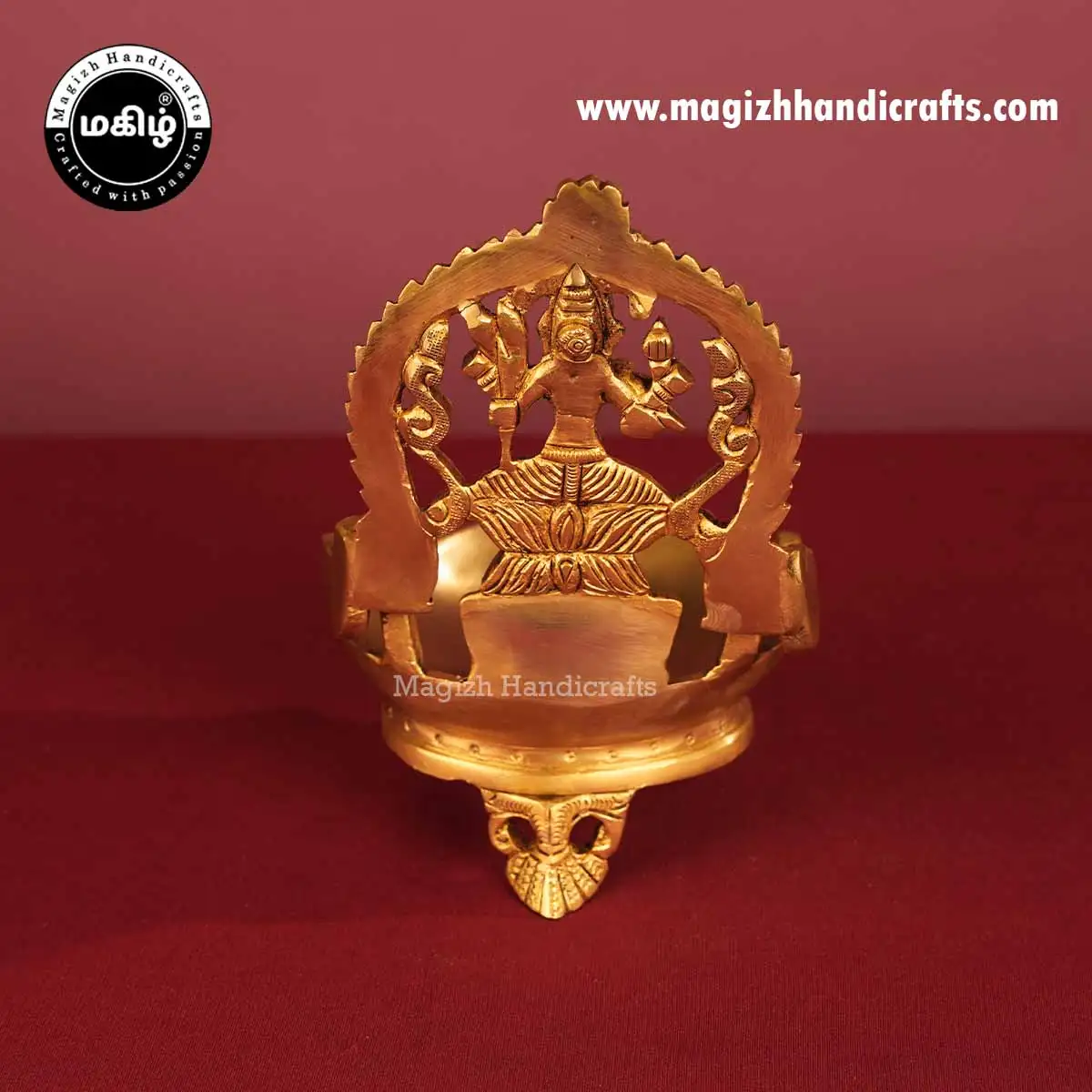 Brass Heart Shape Kamakshmi Amman Lamp 7 inches - image 5