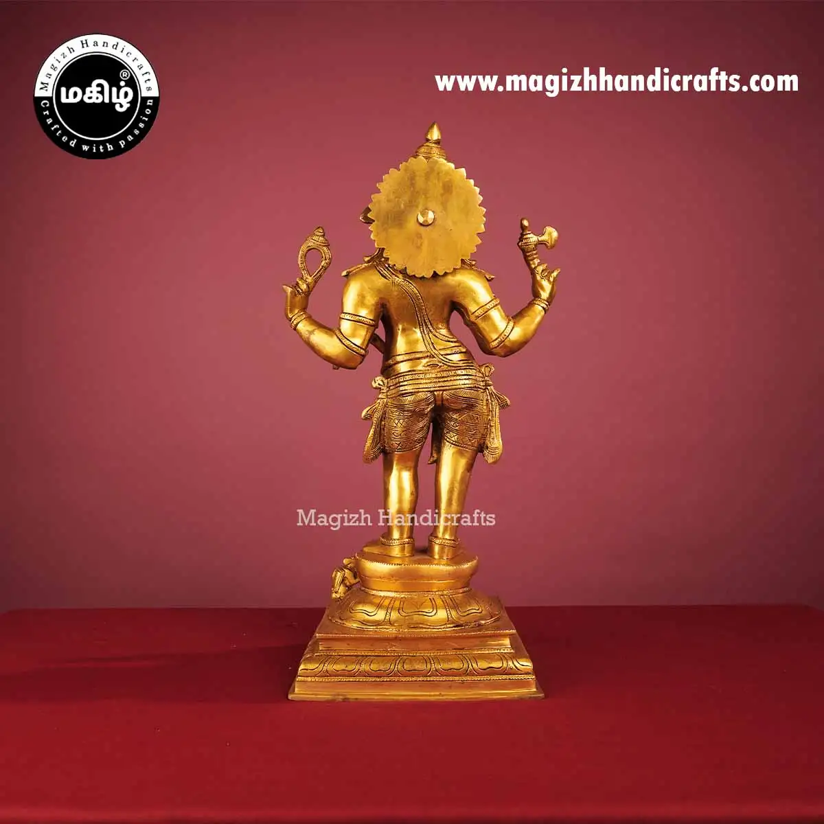 Brass Standing Ganesh Idol Square Peetam - 19 Inch - image 5