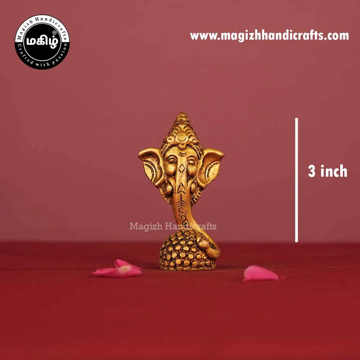 Brass Modern Laddoo Ganesha Idol - 3 Inch - image 2