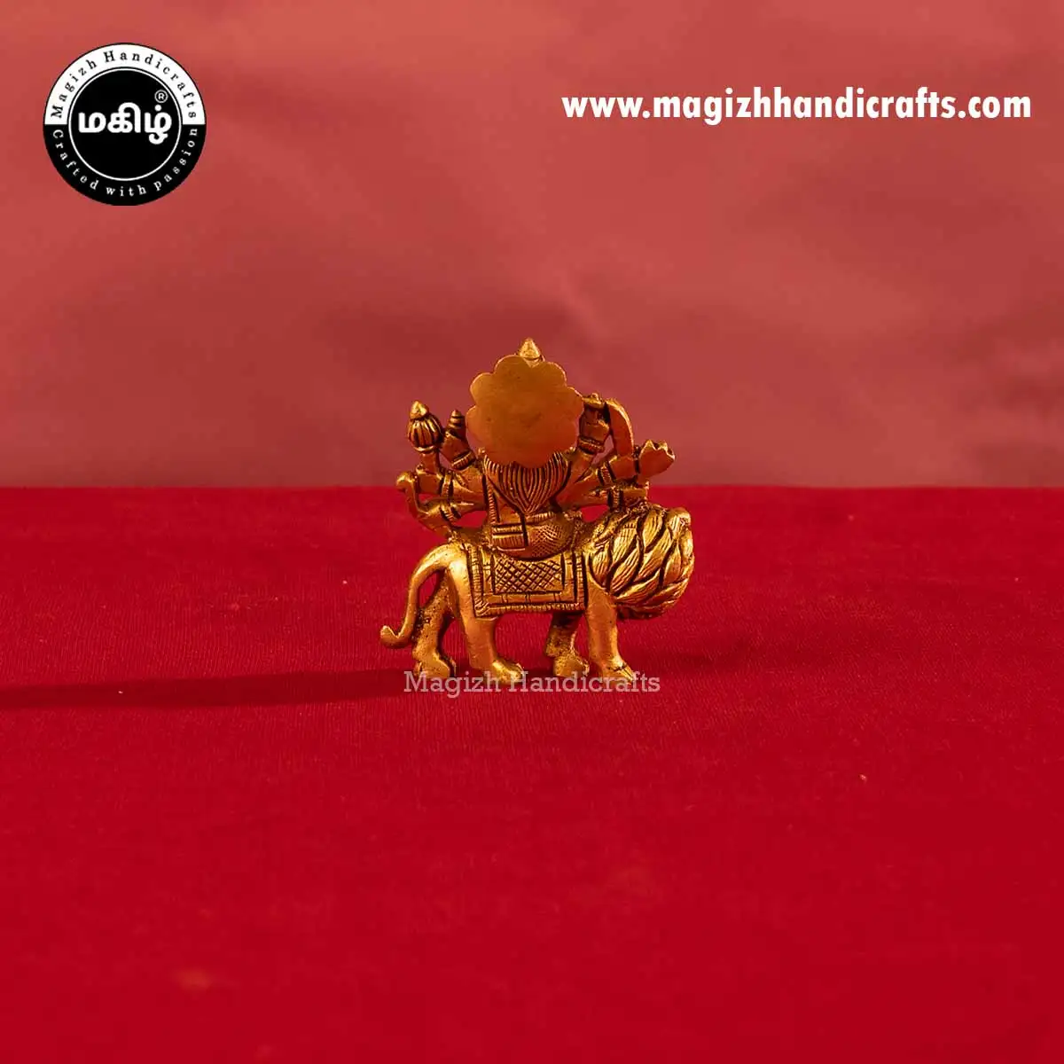 Brass goddess Lion Durga Devi idol without base - 3.5 inches - image 5