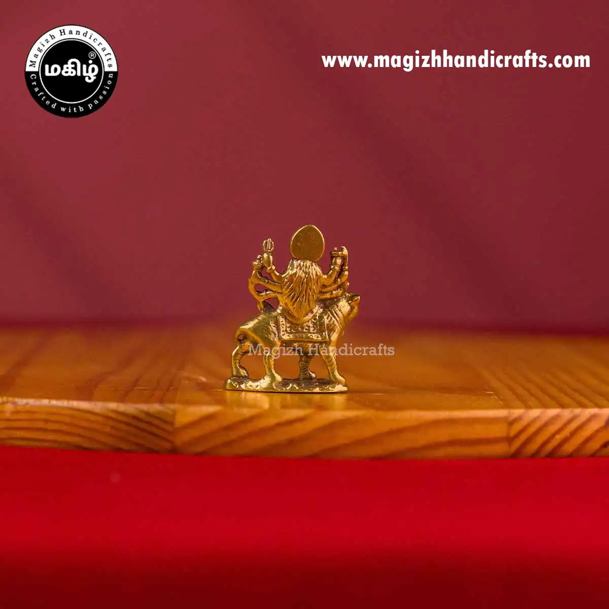 Brass Mini lion Durga devi idol - 1 inch - image 4