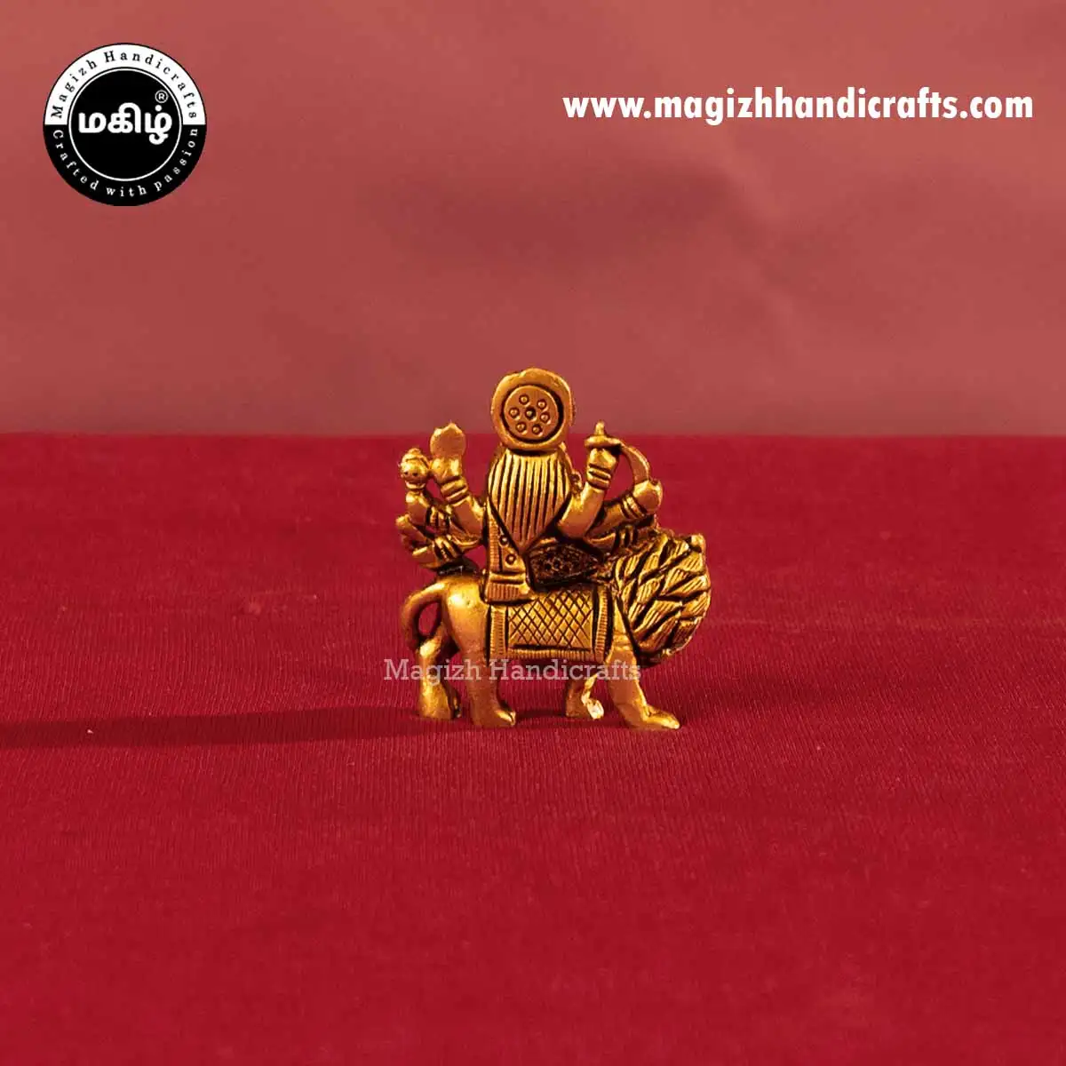 Brass goddess Lion Durga devi idol without base - 2 inches - image 5