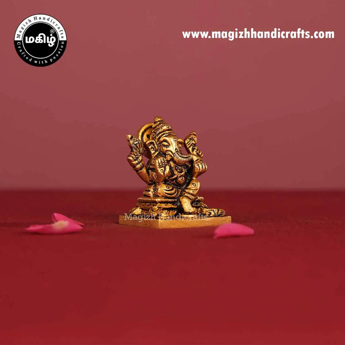 Brass Ganesha Square base idol - 2 inch - image 4
