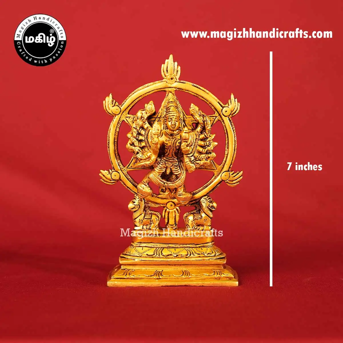 Brass Chakrathalwar - Narasimhar Idol - 7 inches - image 2