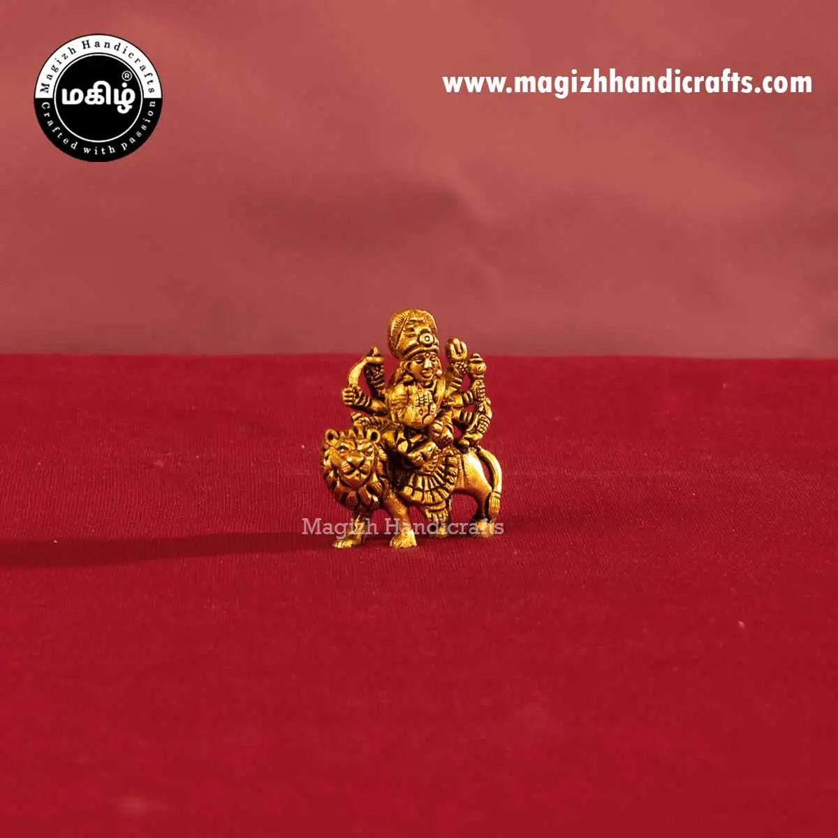Brass goddess Lion Durga devi idol without base - 2 inches - image 4