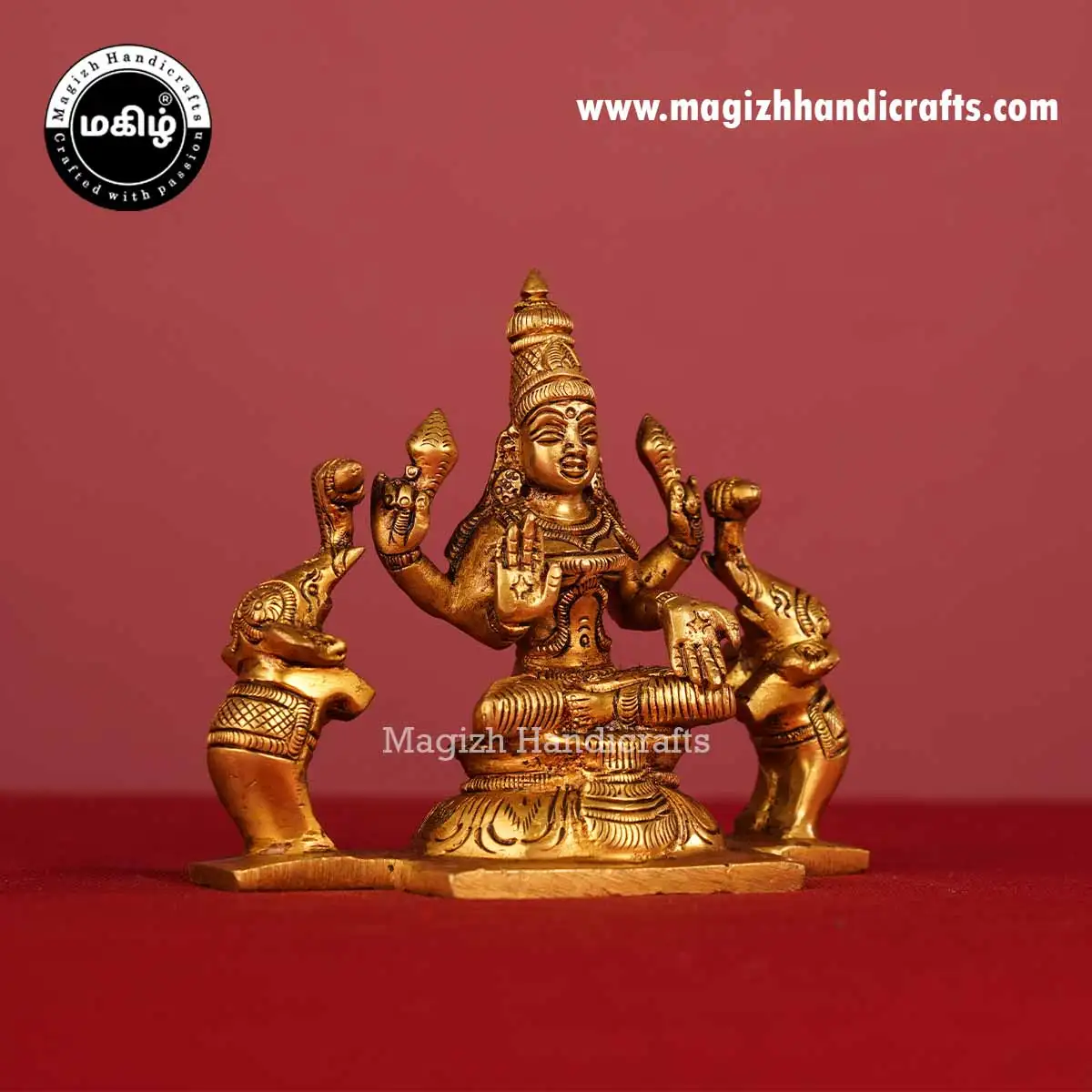 Brass Gaja Lakshmi idol - 4 inches - image 3